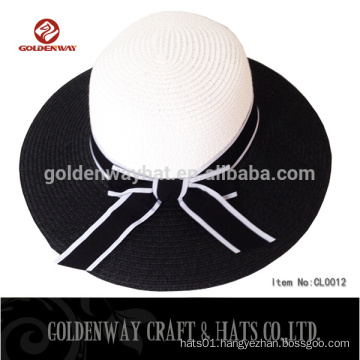 ladies black wide brim beach straw hat to decorate